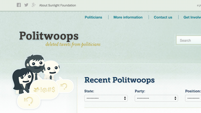 Politwoops, Twitter, Sunlight Foundation