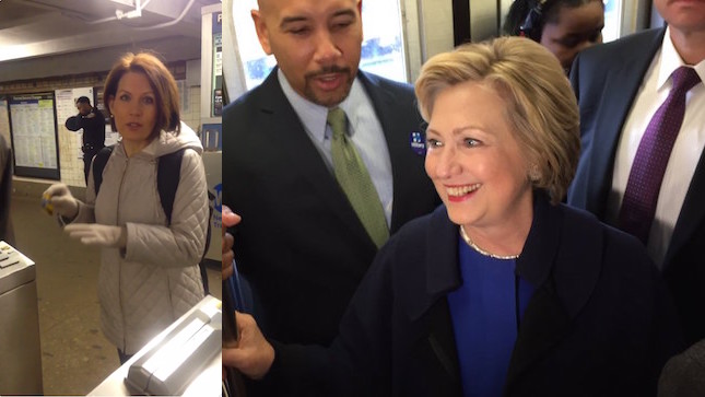 Hillary Clinton, Michele Bachmann, Subway, NYC