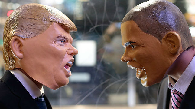 Donald Trump, Barack Obama masks