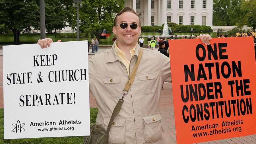 Atheist protester at White House