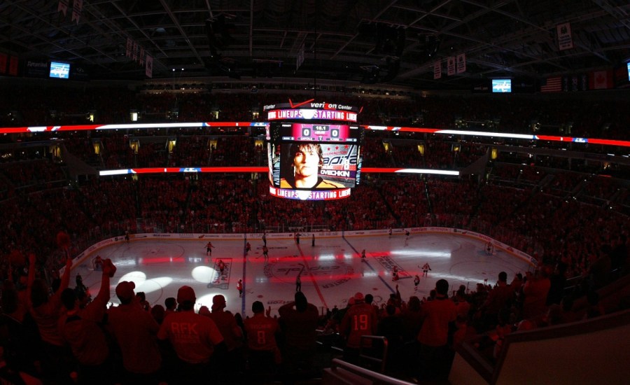 Fans cheer on the Washington Capitals