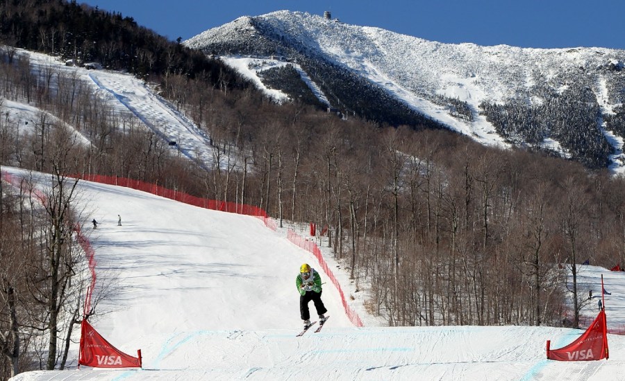 A competitor goes down the course during the 2010 Freestyle Skiing World Cup Ski Cross at Whiteface Mountain on January 23, 2010 in Lake Placid, New York.