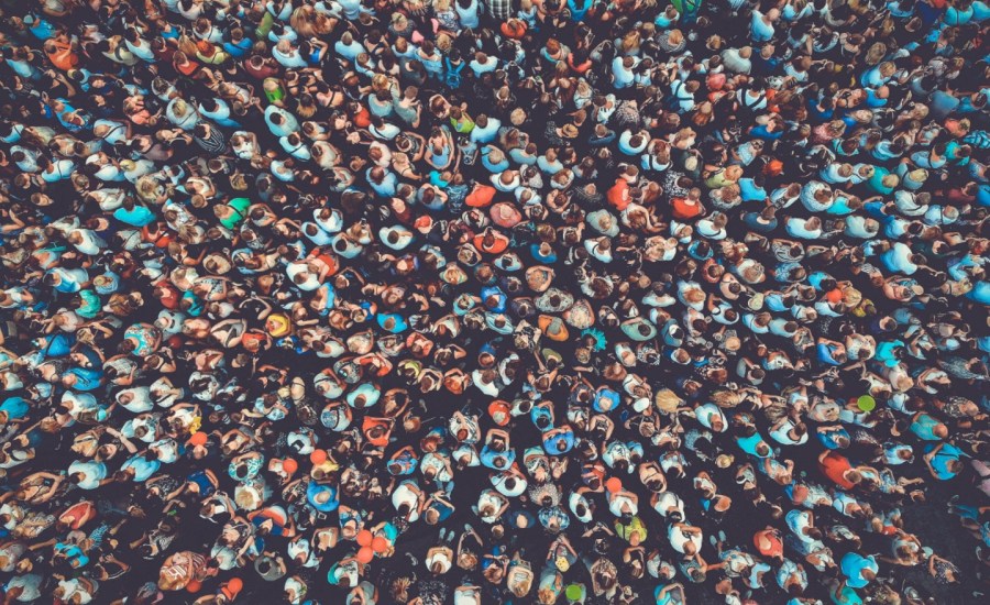 a birds eye view of a crowd of people