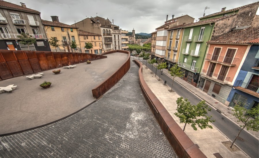 square in the town of Olot, Catalunia, Spain