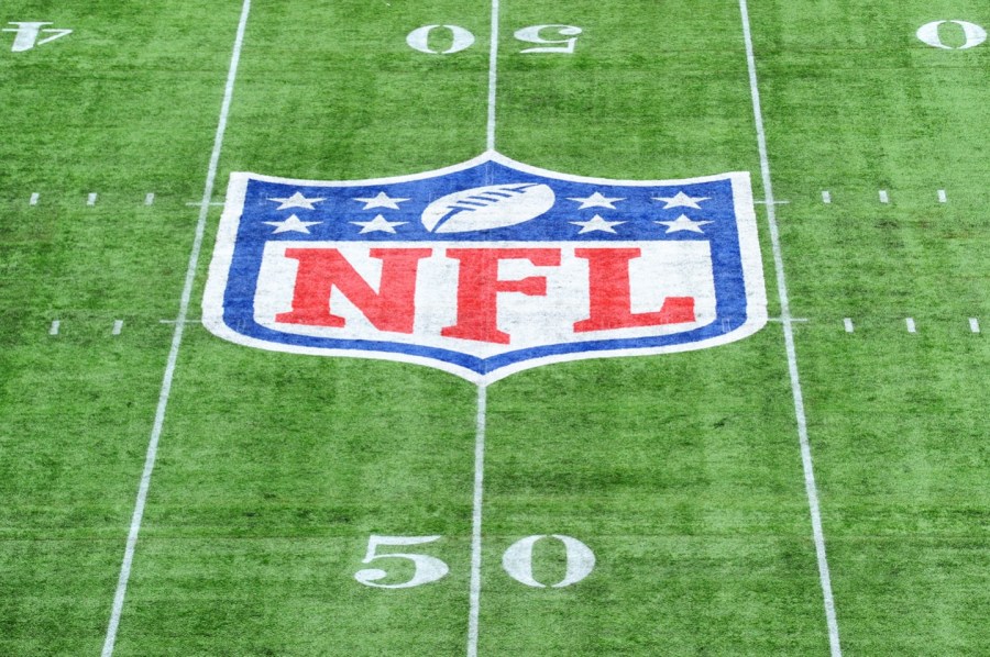 the nfl logo on a football field