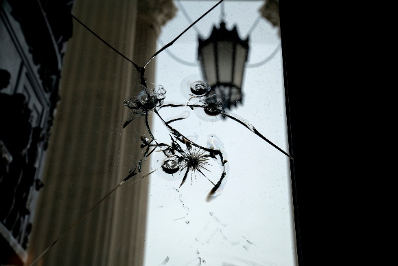 Damaged window at U.S. Capitol