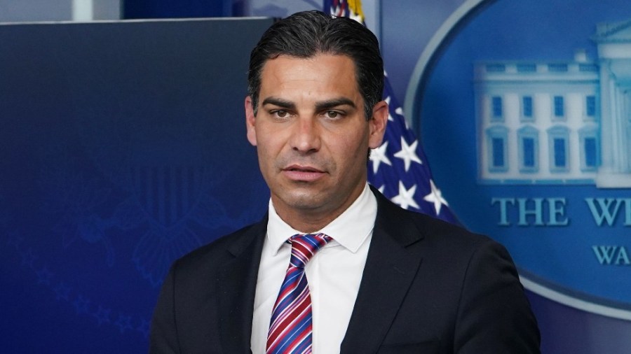 Miami Mayor Francis Suarez addresses reporters at the White House