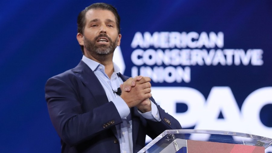 Donald Trump Jr. addresses the crowd at the 2021 Conservative Political Action Conference