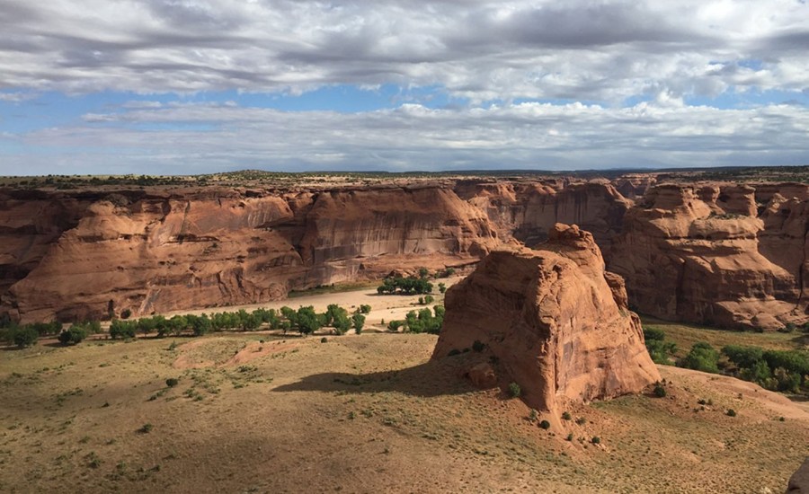 and overhead photograph of Canyon de Chelly National Monument during the day on Navajo Nation land