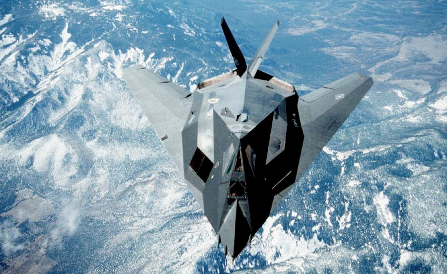 A stealth fighter jet with new tracking technology developed by Cubic Defense Systems, a subsidiary of Cubic Corp.