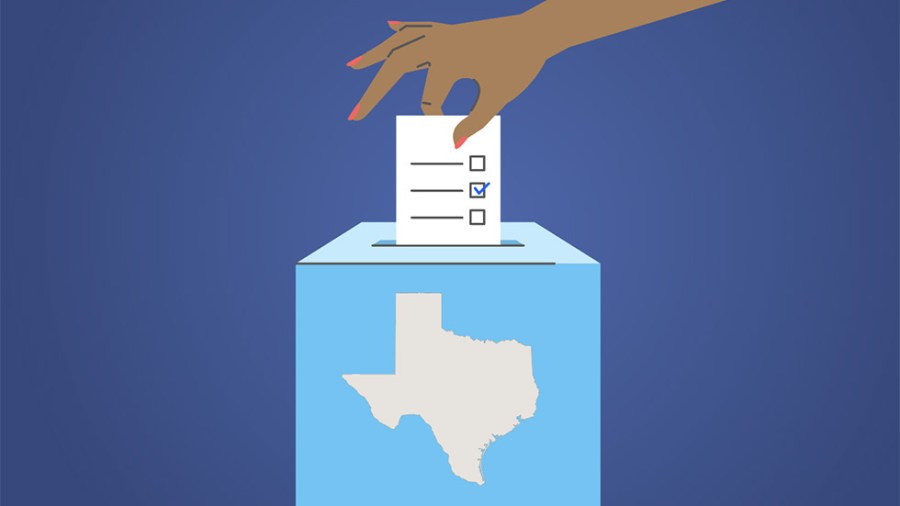 Illustration of Democrats voting in Texas ballot box