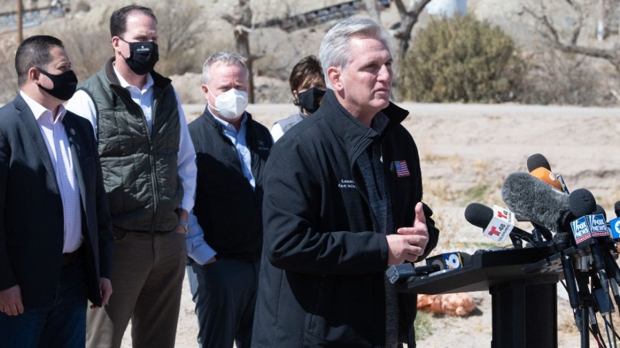 House Minority Leader Kevin McCarthy (R-Calif.) speaks at the southern border