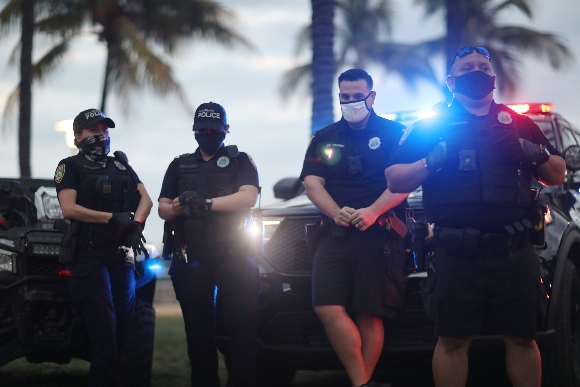 Miami police officers in South Beach