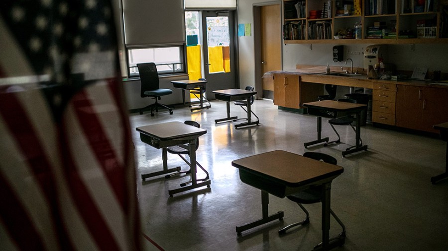 Empty school desks