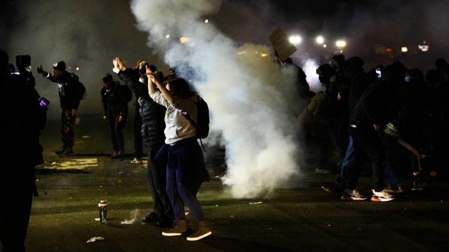 A protest in Brooklyn Center, Minnesota