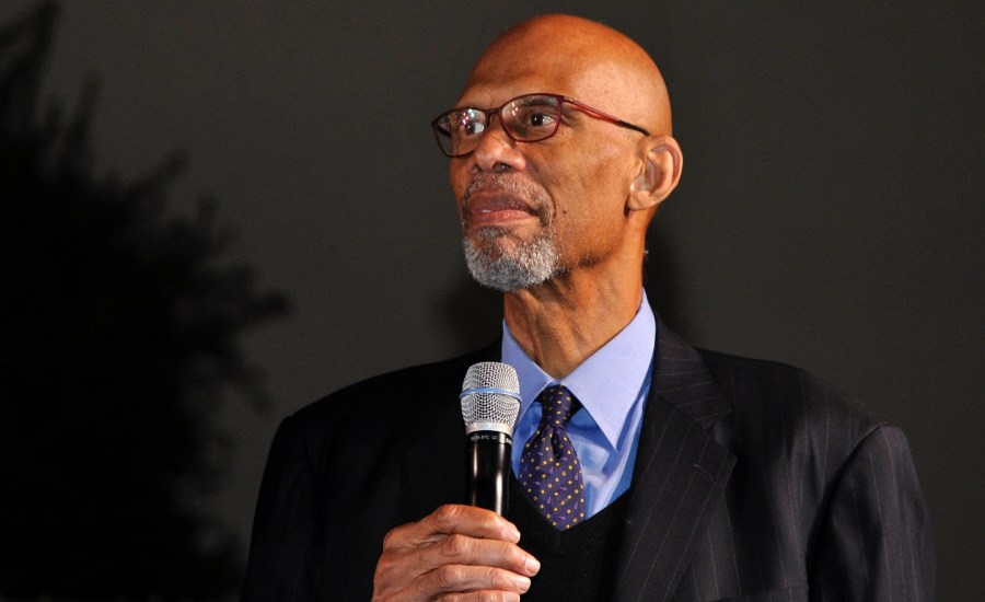 Basketball player Kareem Abdul-Jabbar speaks at the Fulfillment Fund's Spring Fundraising Celebration Honoring UCLA at Sony Pictures Studios on April 13, 2019 in Culver City, California