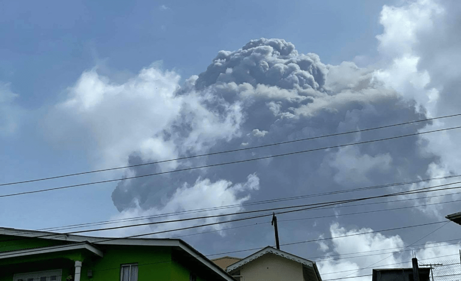 st. vincent La Soufriere volcano eruption island caribbean plume ash smoke evacuations