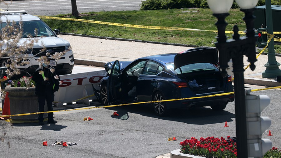 U.S. Capitol Police respond to car ramming a barrier near the Senate