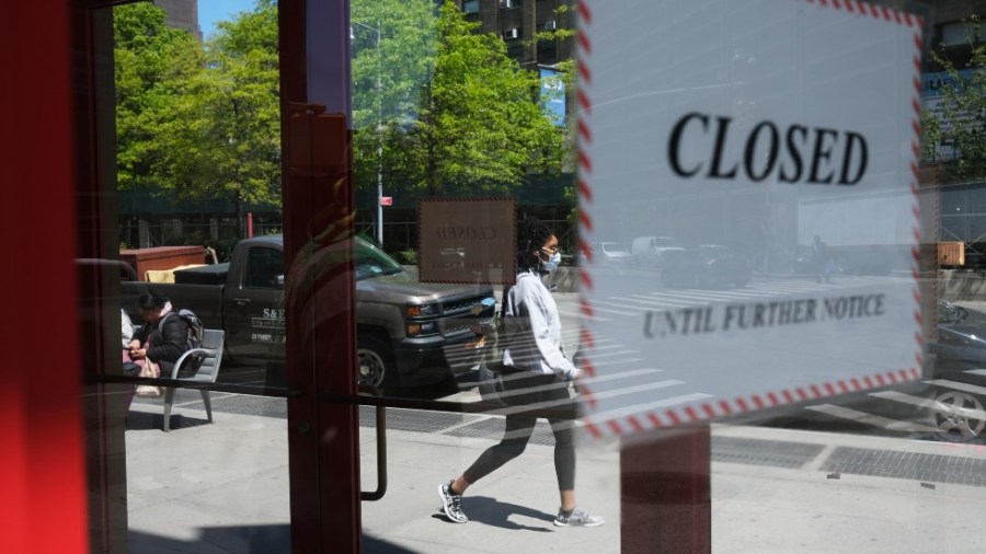 A closed sign on a business