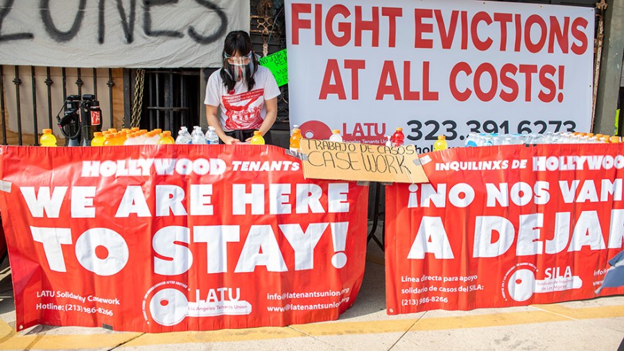 Los Angeles Tenants Union members protest against evictions