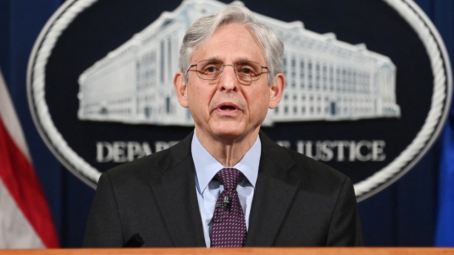 Attorney General Merrick Garland speaks at the Department of Justice in Washington