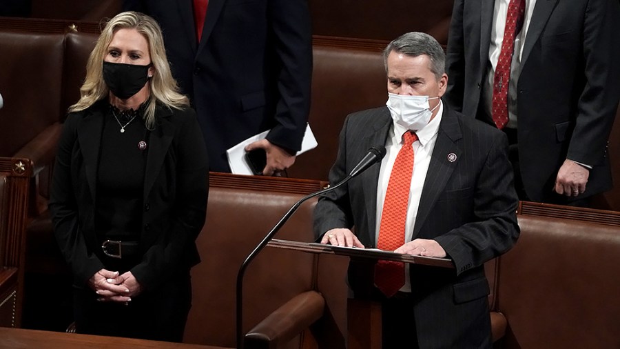 Reps. Marjorie Taylor Greene (R-Ga.) and Jody Hice (R-Ga.)