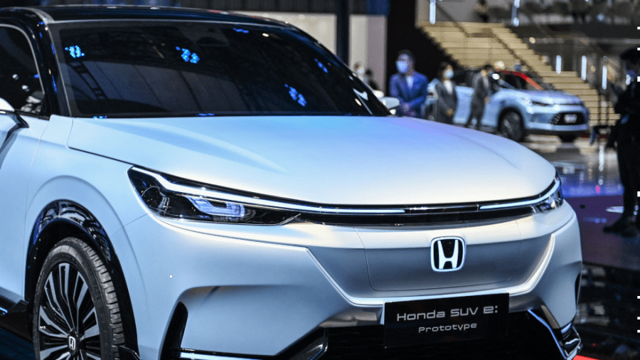 A Honda SUV E prototype is displayed during the 19th Shanghai International Automobile Industry Exhibition