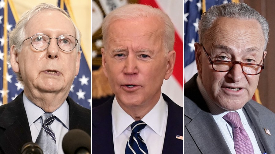 Mitch McConnell, Joe Biden and Charles Schumer