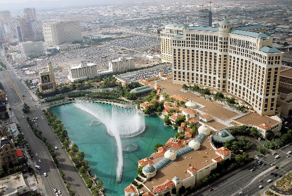 An aerial photo shows the Bellagio in Las Vegas, Nevada