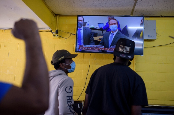 People react at the verdict in Derek Chauvin's trial