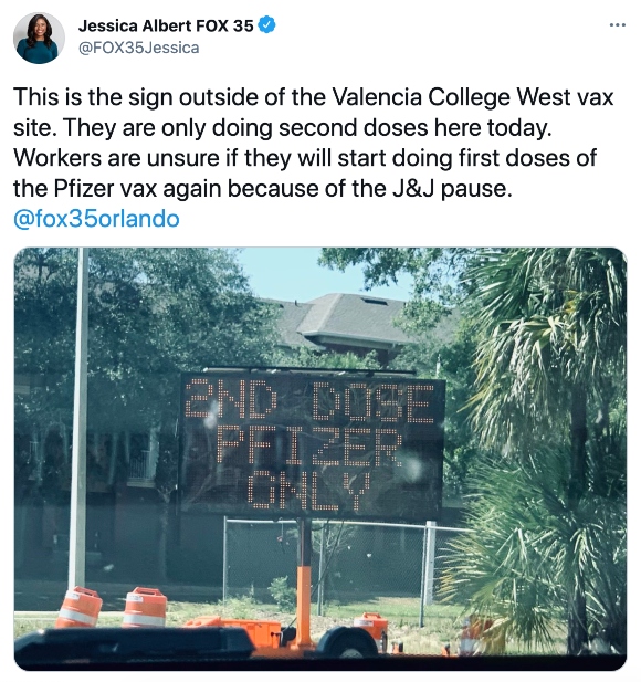 A sign outside of the Valencia College West vaccination site