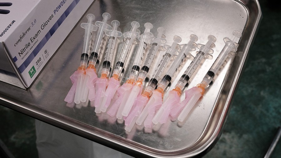 A group of prepared coronavirus vaccine doses