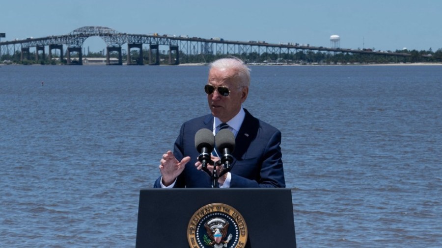 President Biden pitches his infrastructure plan outside of Lake Charles, La.