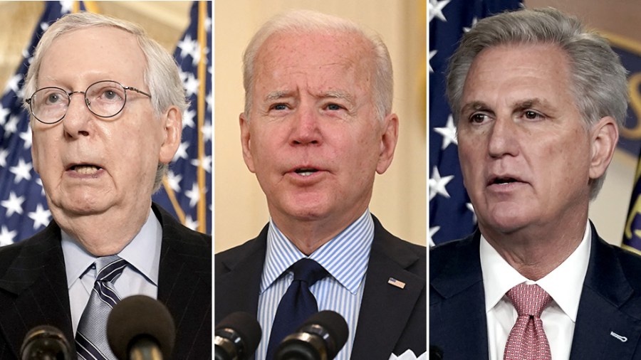 Mitch McConnell, Joe Biden and Kevin McCarthy