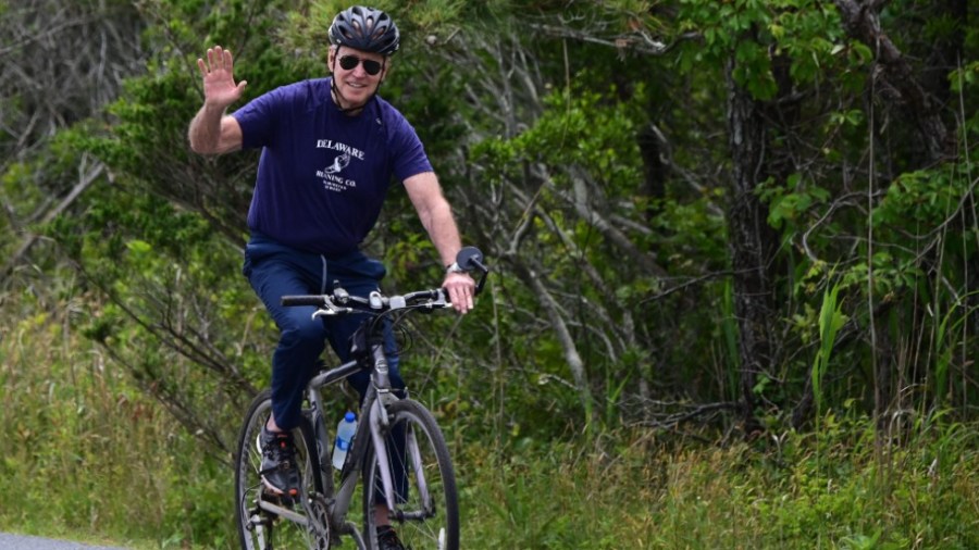 President Biden rides a bike