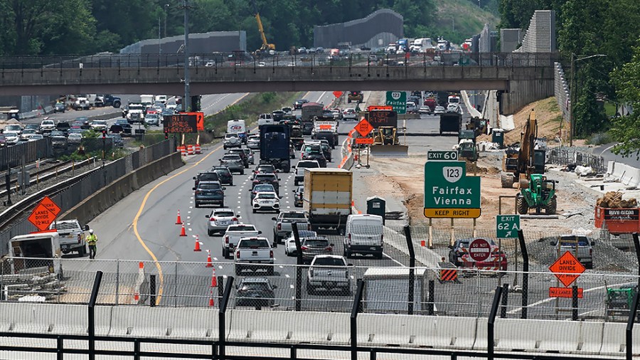 Construction on I-66 in Vienna, Va., on June 2