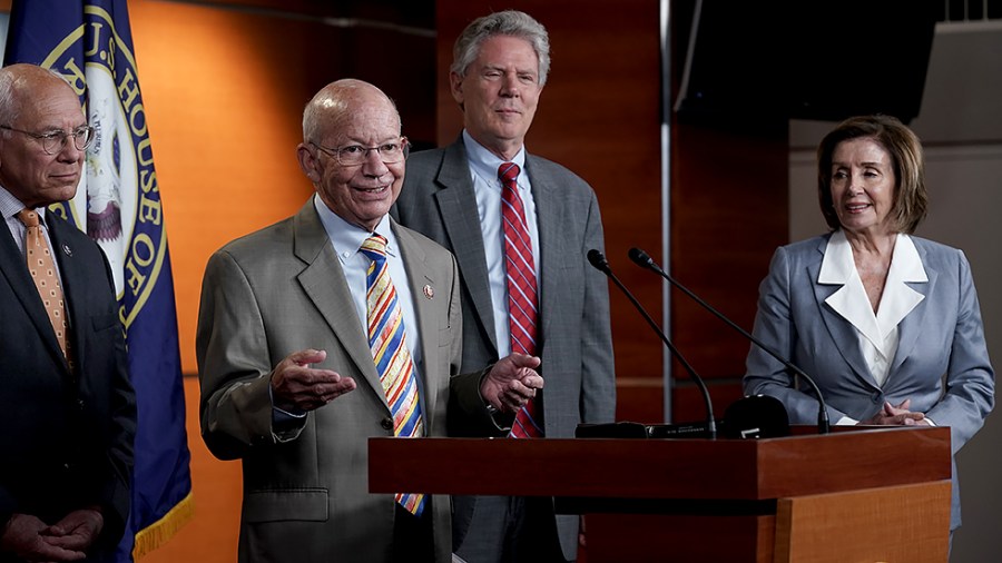 Rep. Peter DeFazio (D-Ore.) addresses reporters during a press conference on June 30 to discuss the INVEST in America Act which will focus on infrastructure and transportation.