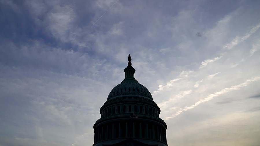 The U.S. Capitol is seen from the East Front Plaza at sunset on June 7