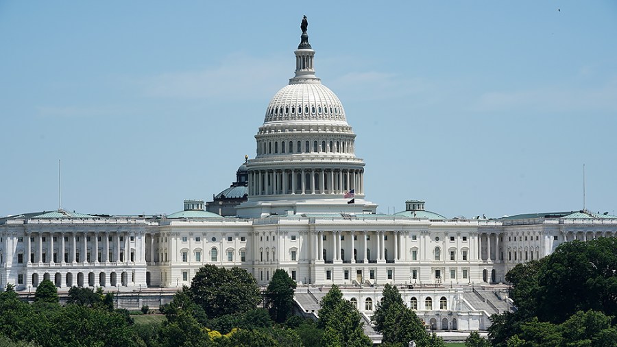 The U.S. Capitol is seen from the Canadian Embassy on June 18