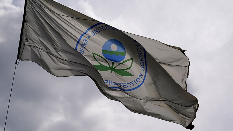 A flag of the Environmental Protection Agency is seen outside their headquarters in Washington, D.C., on June 3