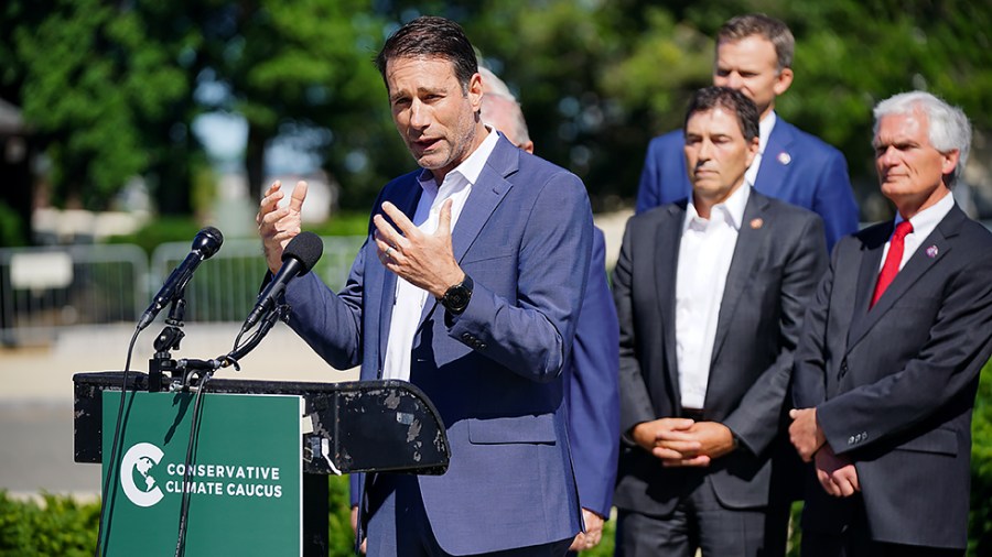 Rep. Garret Graves (R-La.) addresses reporters during a press conference on June 23, 2021 to introduce the Conservative Climate Caucus