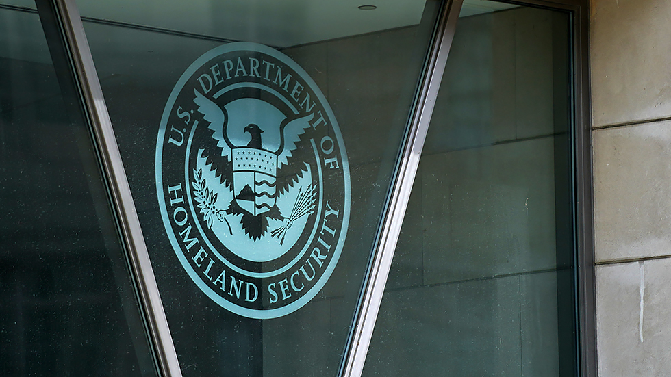 A Homeland Security logo is seen at an office of the U.S. Customs and Border Protection on June 3 