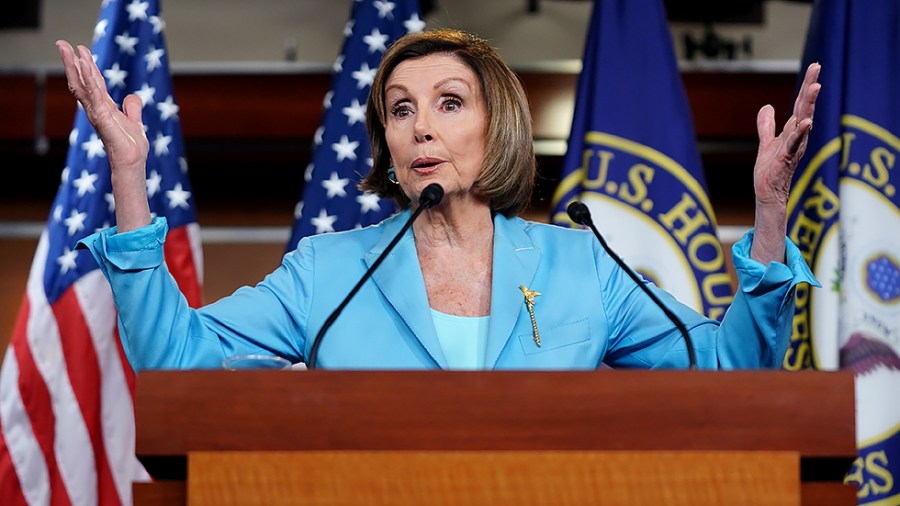 Speaker Nancy Pelosi (D-Calif.) addresses reporters during her weekly on-camera press conference on June 17