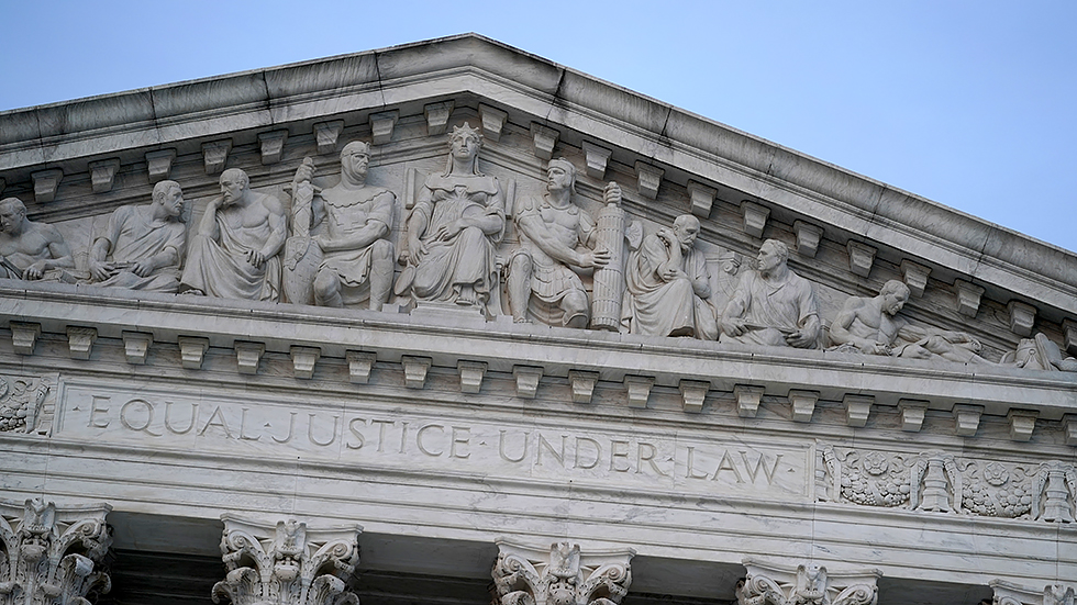 The Supreme Court is seen at sunset on June 7