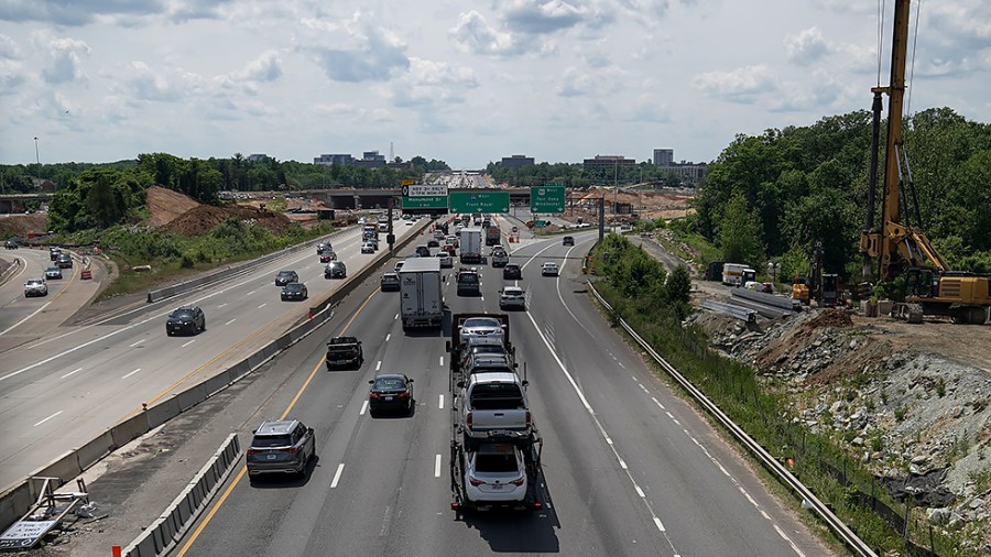 Traffic is seen due to the I-66 widening project near Fairfax, Va., on June 2