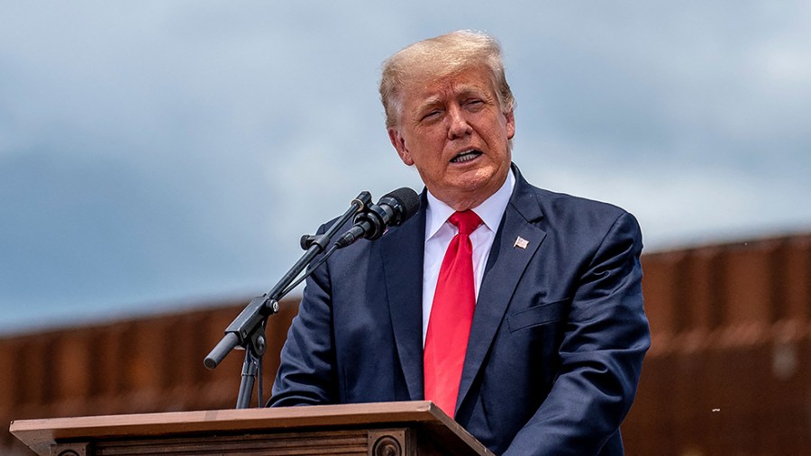 President Trump speaks at the border on June 30