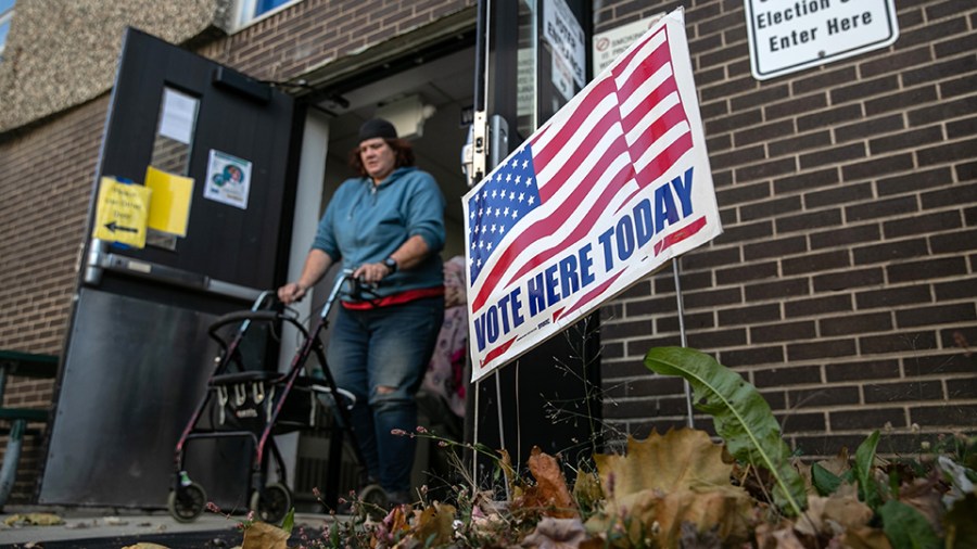 Voter exists polling place