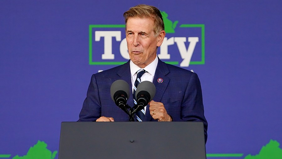 Rep. Don Beyer (D-Va.) addresses supporters of Virginia Democratic gubernatorial candidate Terry McAuliffe at a grassroots campaign event at Lubber Run Park in Arlington, Va., on Friday, July 23, 2021.