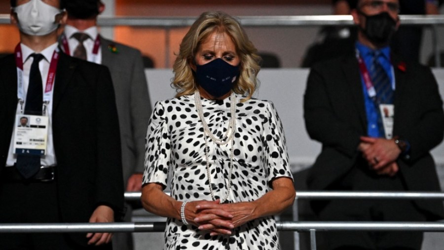 First lady Jill Biden attends the Olympic opening ceremonies