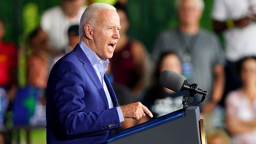 President Biden speaks at a grassroots campaign event for Virginia Democratic gubernatorial candidate Terry McAuliffe at Lubber Run Park in Arlington, Va., on Friday, July 23, 2021.